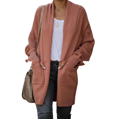 Women's Bat Sleeve Thick Knit Cardigan Sweater Coat
